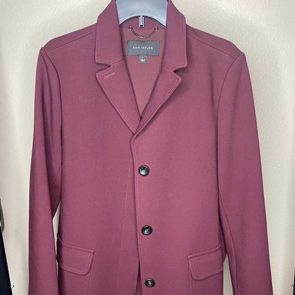 Brand new Ann Taylor maroon long blazer/pea coat